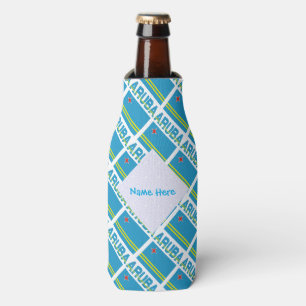 Aruba Aruban Flag Tiled Blue Personalised  Bottle Cooler