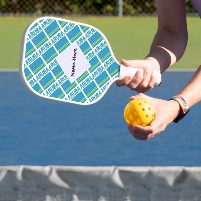 Aruba Aruban Flag Tiled Personalised  Pickleball Paddle (Insitu)
