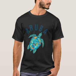 Aruba Beach Design Sea Turtle Illustration Gift T-Shirt