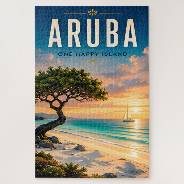 🌴 Aruba Caribbean Beach Escape ☀️ Jigsaw Puzzle (Vertical)