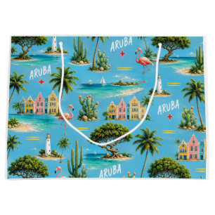 Aruba Caribbean Island lighthouse travel souvenir Large Gift Bag