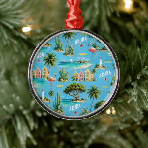 Aruba Caribbean Island lighthouse travel souvenir Metal Tree Decoration