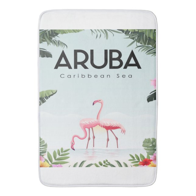 Aruba Caribbean Sea Flamingo | Funny Flamingo Bath Mat (Front Vertical)