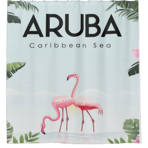 Aruba Caribbean Sea Flamingo   Funny Flamingo Shower Curtain