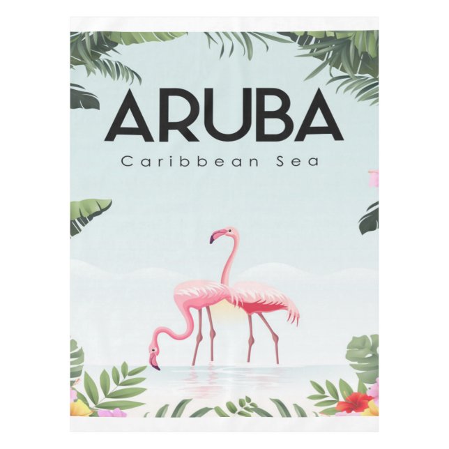 Aruba Caribbean Sea Flamingo | Funny Flamingo Tablecloth (Front)