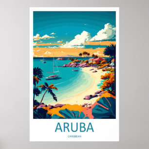 Aruba Caribbean Usa Travel Poster Vintage Ski