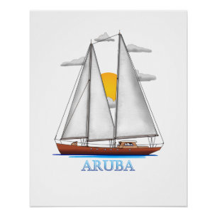 Aruba Coastal Nautical Sailing Sailor Poster