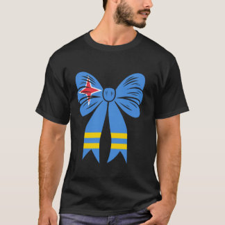 Aruba Coquette Bow Cute Dainty Ribbon Aruban Flag T-Shirt
