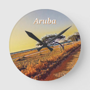 Aruba Divi Divi Trees Round Clock