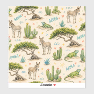 Aruba divi tree, donkey, iguana, cactus