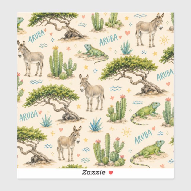 Aruba divi tree, donkey, iguana, cactus (Sheet)