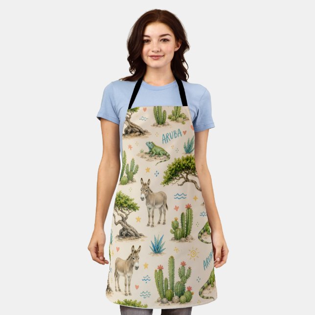 Aruba divi tree, donkey, iguana, cactus apron (Worn)