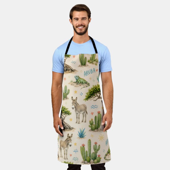 Aruba divi tree, donkey, iguana, cactus apron (Worn)