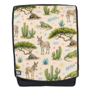 Aruba divi tree, donkey, iguana, cactus backpack