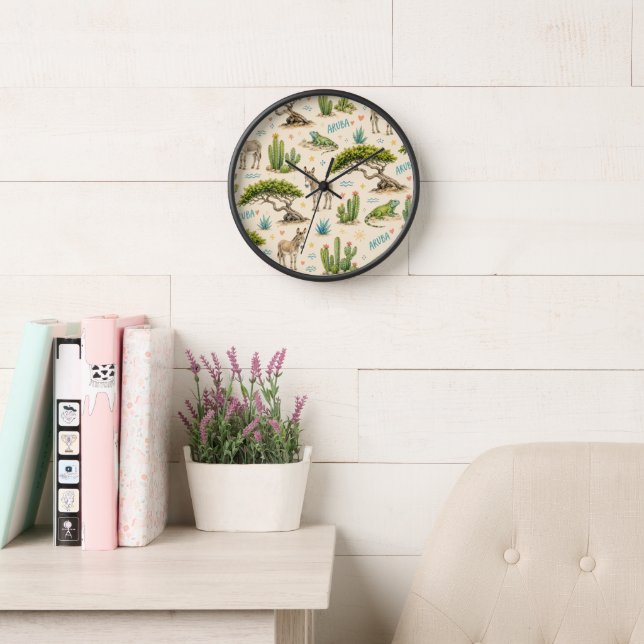 Aruba divi tree, donkey, iguana, cactus clock (Reading Room)