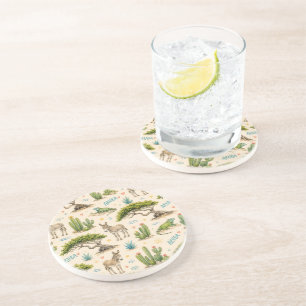 Aruba divi tree, donkey, iguana, cactus coaster
