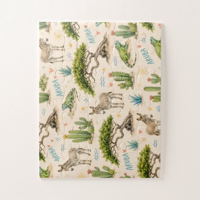 Aruba divi tree, donkey, iguana, cactus jigsaw puzzle (Vertical)