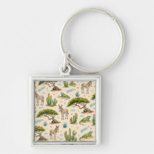 Aruba divi tree, donkey, iguana, cactus key ring