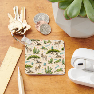 Aruba divi tree, donkey, iguana, cactus key ring