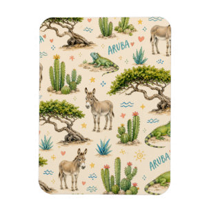 Aruba divi tree, donkey, iguana, cactus magnet