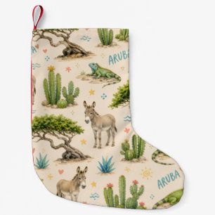 Aruba divi tree, donkey, iguana, cactus small christmas stocking