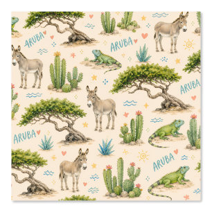 Aruba divi tree, donkey, iguana, cactus wallpaper