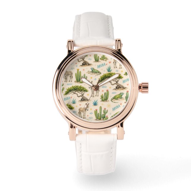 Aruba divi tree, donkey, iguana, cactus watch (Front)