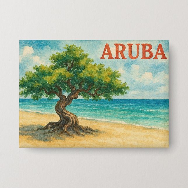 Aruba Divi Tree Eagle Beach watercolor (Front)