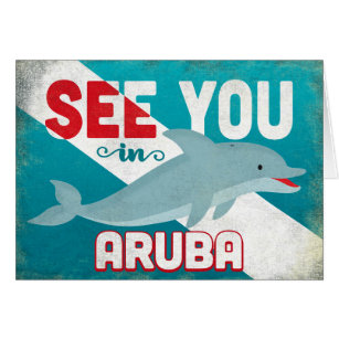Aruba Dolphin - Retro Vintage Travel