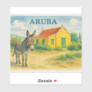 Aruba Donkey and Cunucu House Watercolor