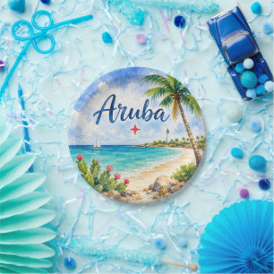 Aruba Dutch Caribbean Island travel souvenir  Paper Plate