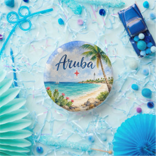 Aruba Dutch Caribbean Island travel souvenir Paper Plate