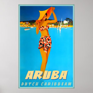 Aruba Dutch Caribbean Tropical ABC Islands Travel Poster