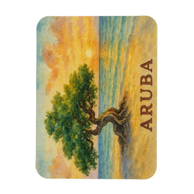 Aruba Eagle Beach Divi Tree Golden Hour Magnet (Vertical)