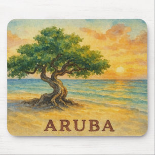 Aruba Eagle Beach Divi Tree Golden Hour Mouse Pad