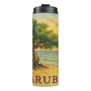Aruba Eagle Beach Divi Tree Golden Hour Thermal Tumbler