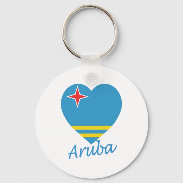 Aruba Flag Heart Key Ring (Front)