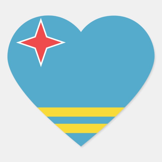 Aruba Flag Heart Sticker (Front)