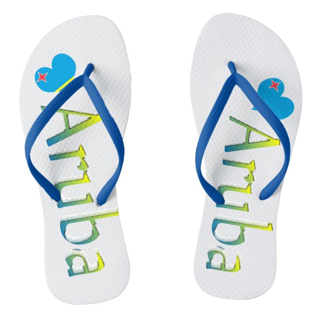 Aruba flag in heart shape with Aruba text Jandals (Footbed)