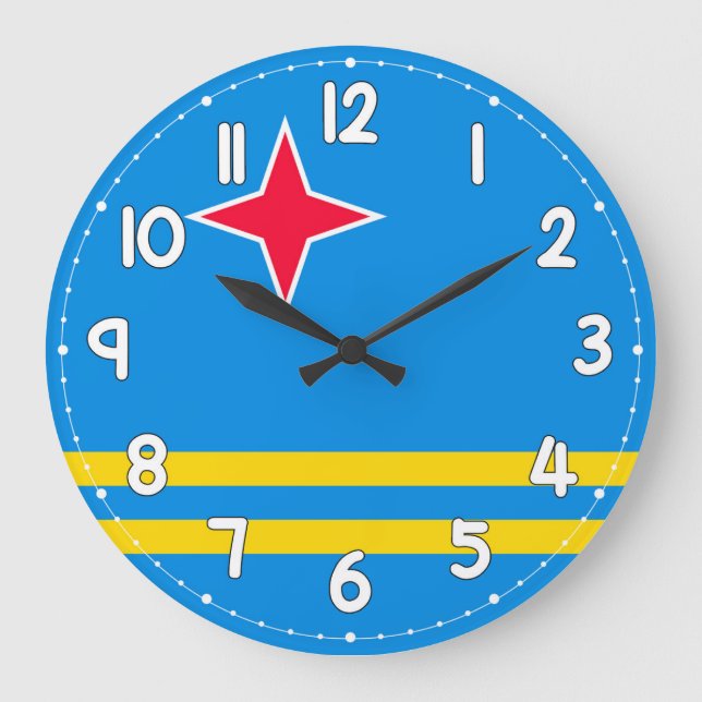 Aruba Flag Wall Clock – Patriotic Caribbean Decor (Front)