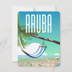 Aruba Hammock beach travel poster Card
