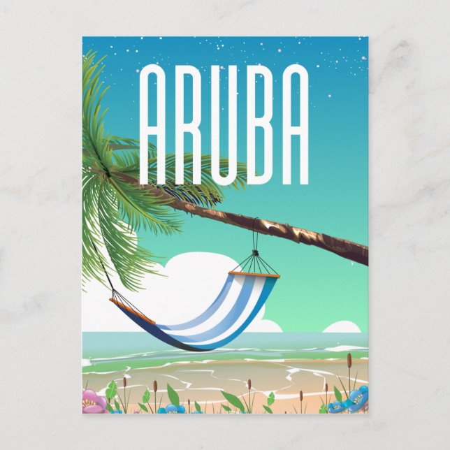 Aruba Hammock beach travel poster Postcard (Front)