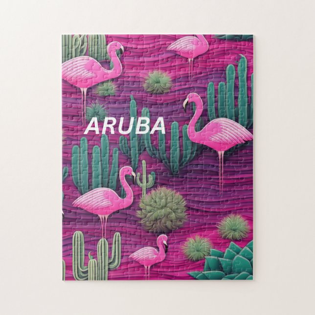 Aruba in pink jigsaw puzzle (Vertical)