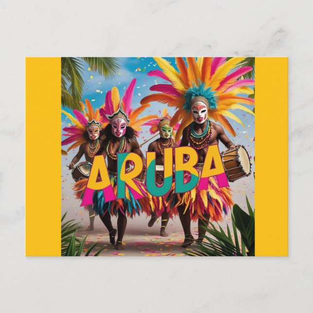 Aruba island beats rising holiday postcard (Front)