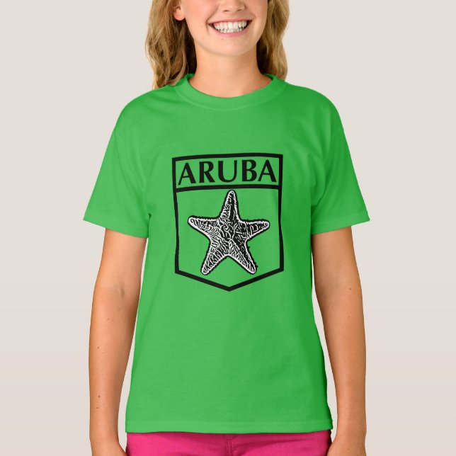 Aruba Island Design - Girls' Basic T-Shirt (Front)