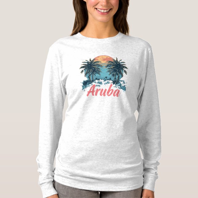 Aruba Island Design (Version 2) - Basic Long Sleev T-Shirt (Front)