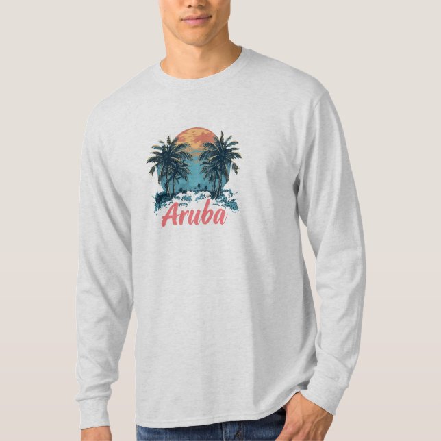 Aruba Island Design (Version 2) - Basic Long Sleev T-Shirt (Front)