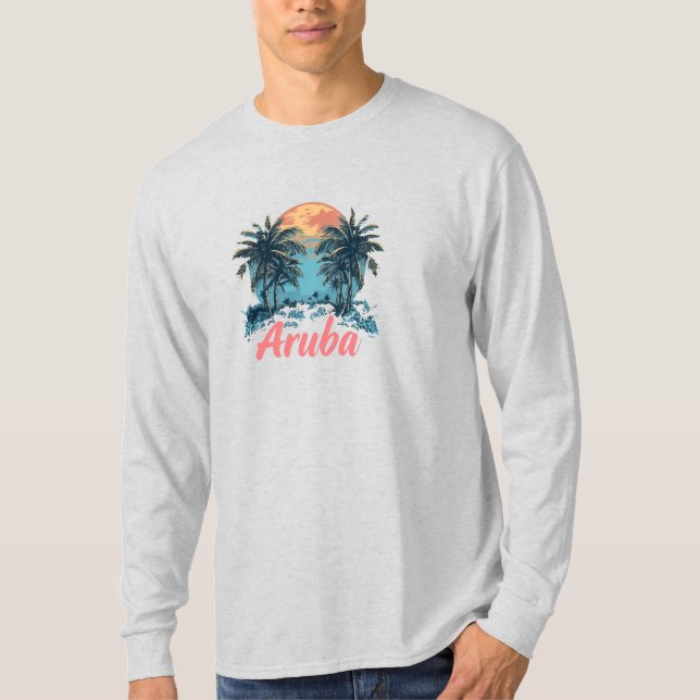 Aruba Island Design (Version 2) - Basic Long Sleev T-Shirt (Front)