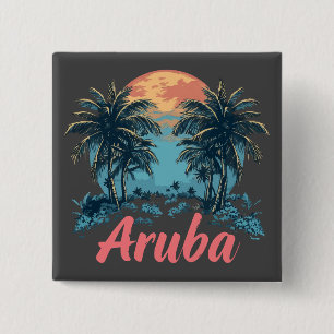 Aruba Island Design (Version 2) - Square Button
