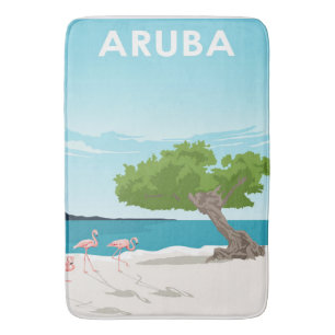 Aruba Island Travel Flamingo   Family Flamingo Bath Mat